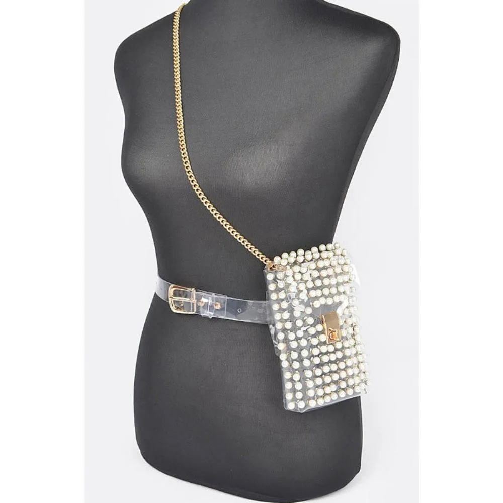 FASHNZFAB Studs Clear Convertible Plus Size Belt Bag