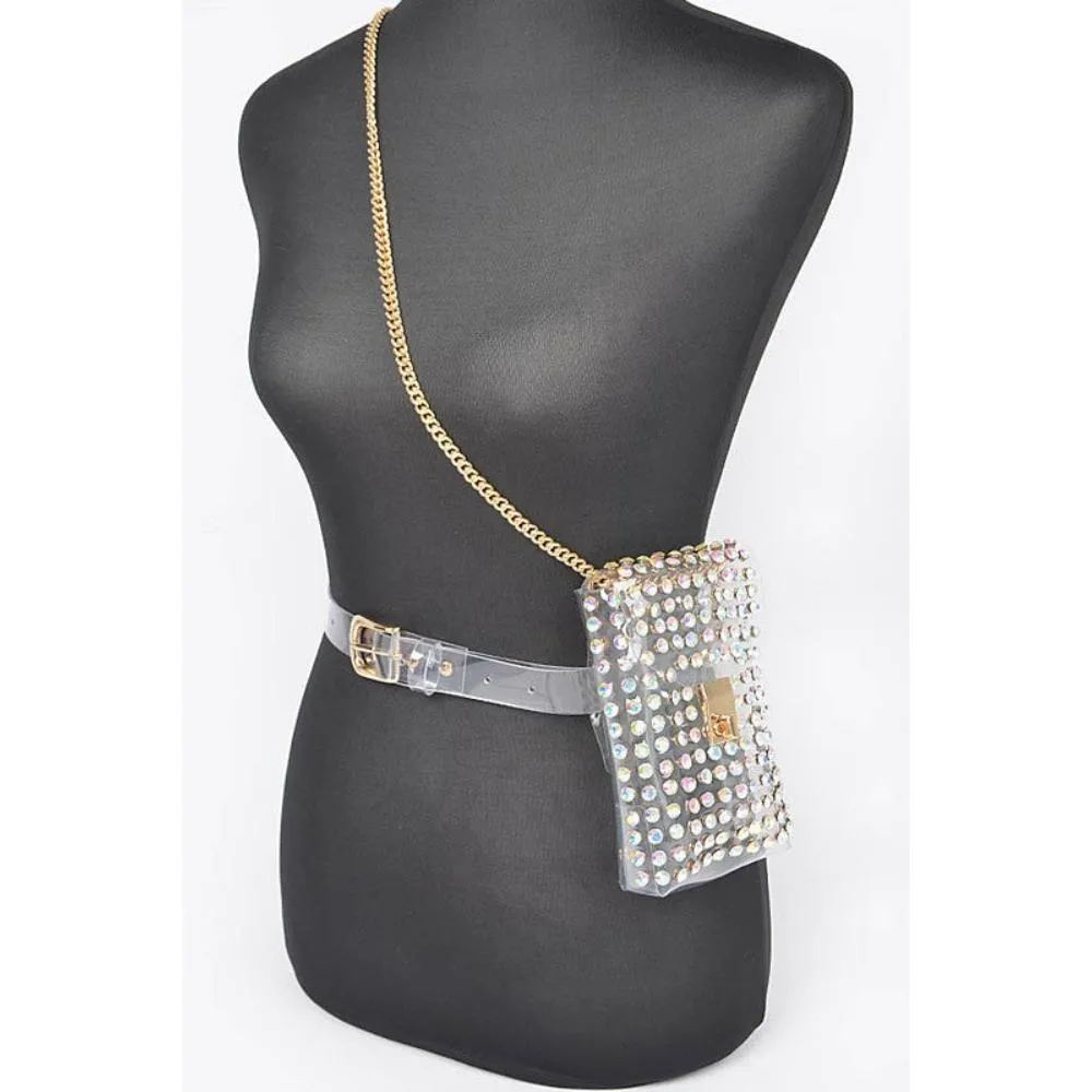 FASHNZFAB Studs Clear Convertible Plus Size Belt Bag
