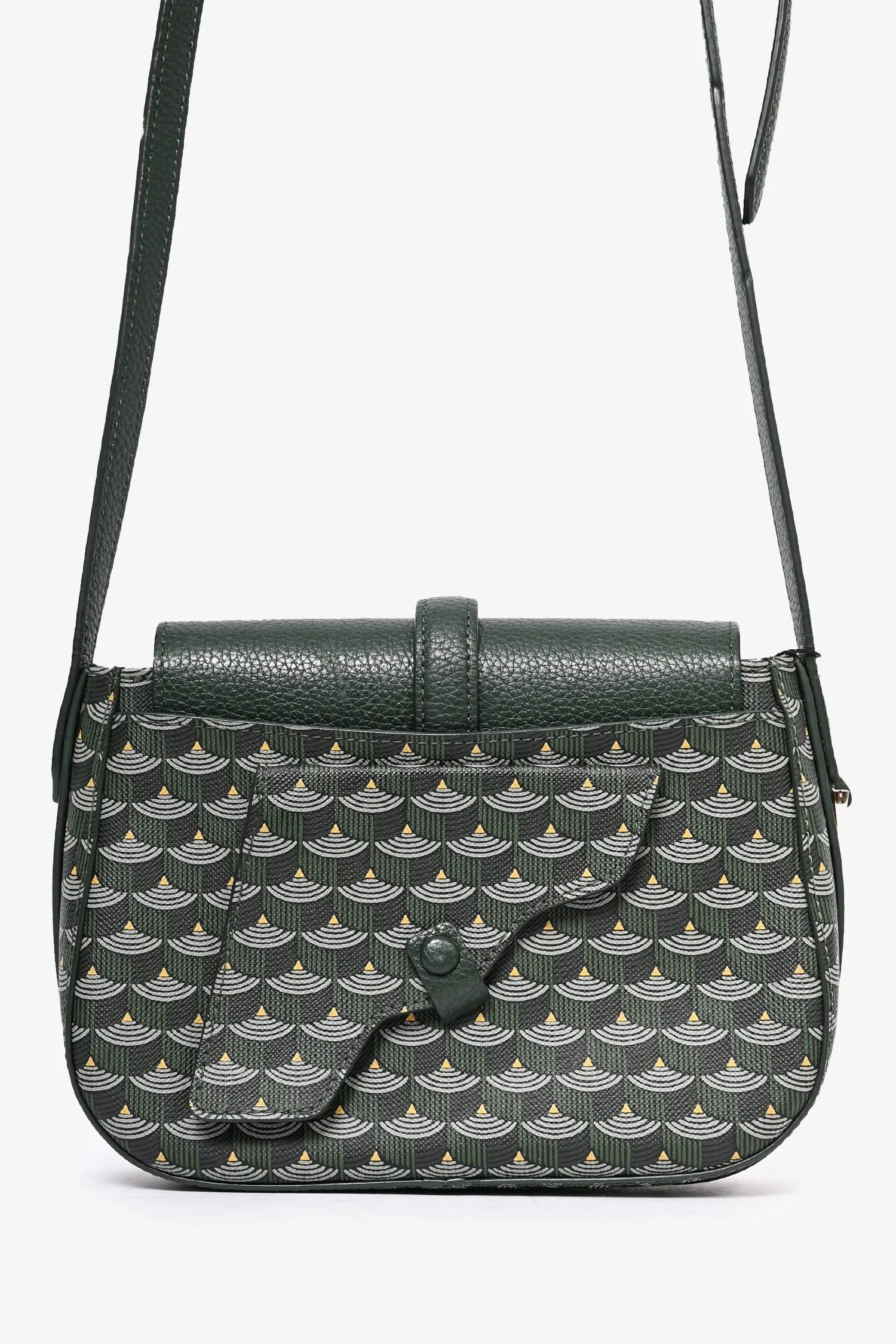 Faure Le Page Green Leather/Canvas 'Express 21' Crossbody