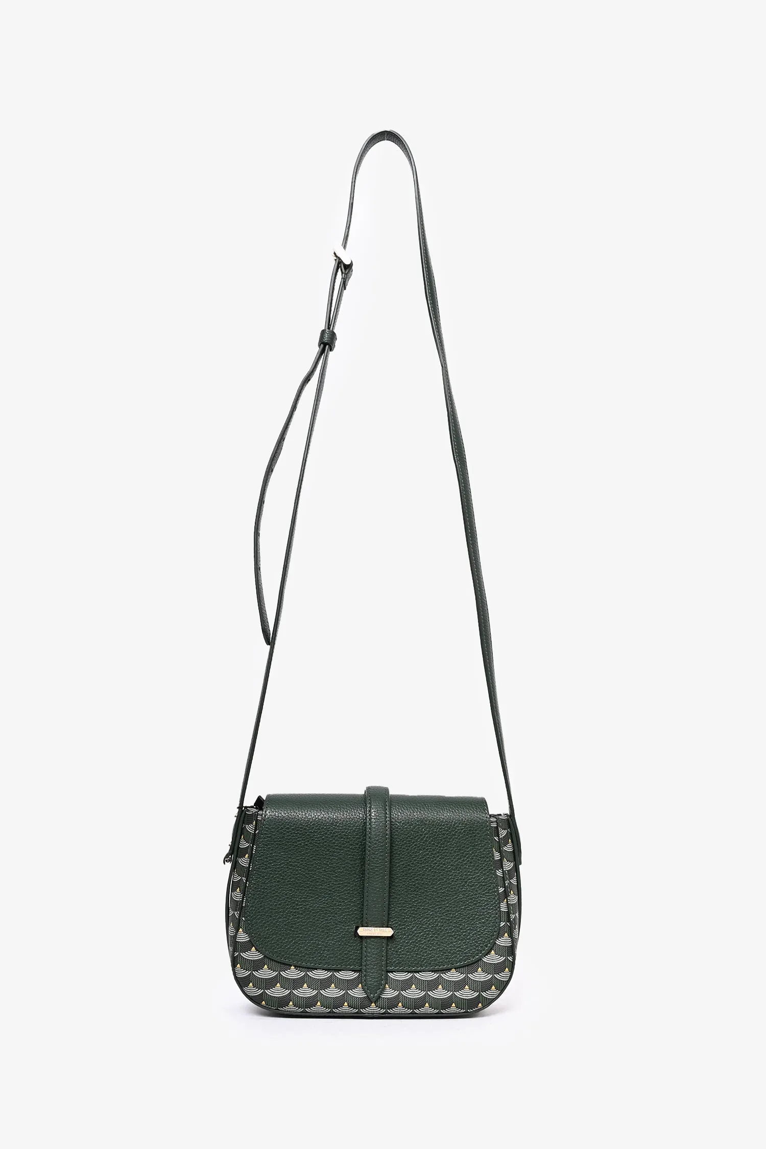 Faure Le Page Green Leather/Canvas 'Express 21' Crossbody