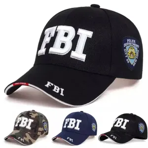 FBI New York Baseball Cap boater hat with bow in beach sunlight