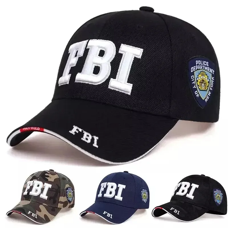 FBI New York Baseball Cap boater hat with bow in beach sunlight