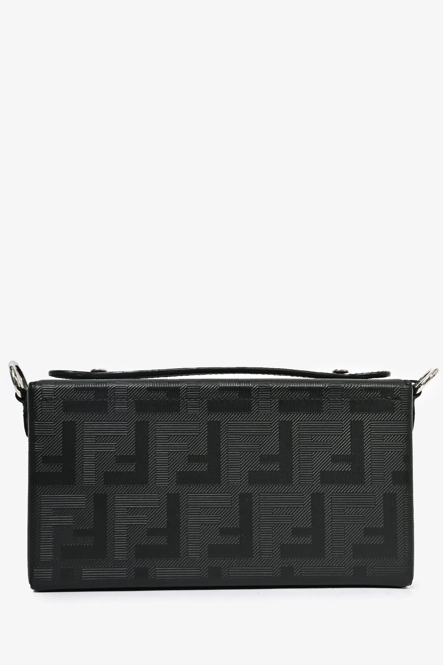 Fendi 2024 Black Leather Baguette Soft Trunk Crossbody