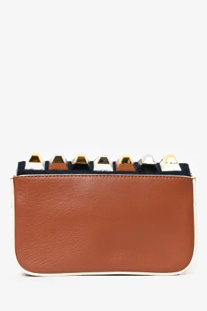 Fendi Brown Leather/Blue Calfhair Fur 3 Baguette Crossbody Bag anti-theft crossbody bags sale