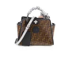 Fendi Mini Peekaboo Silver with Monogram Defender&Twilly Crossbody Bags Cheap Online