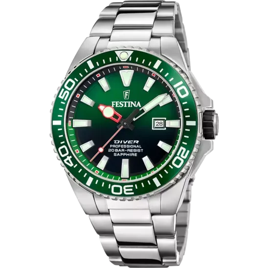 Festina Green Dial Stainless Steel Bracelet Men's Watch F20663/2 