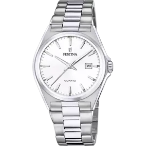 Festina Men's Elegant and Durable Classic Watch with White Steel Strap F20552/2 