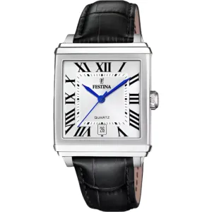 Festina Silver Dial Black Leather Strap Watch f20681/1 