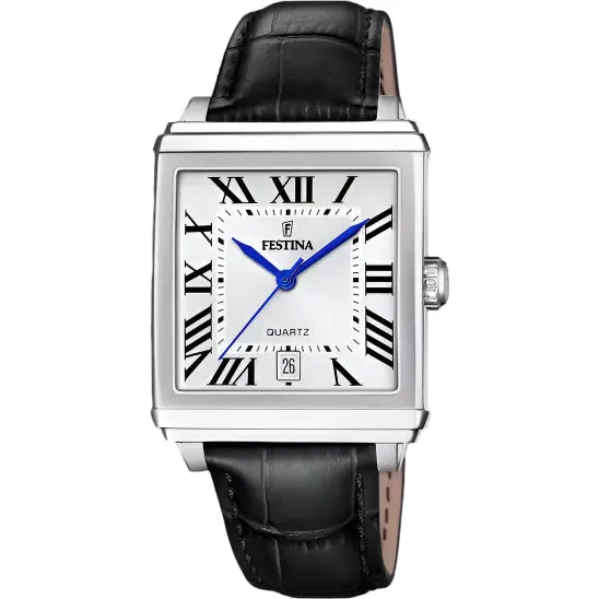 Festina Silver Dial Black Leather Strap Watch f20681/1 