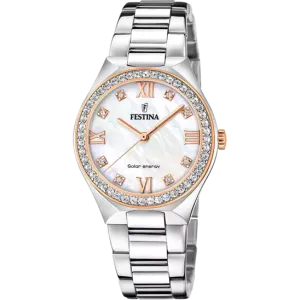 Festina Solar Energy Cream Dial Stainless Steel 316L Women's Watch F20658/1 
