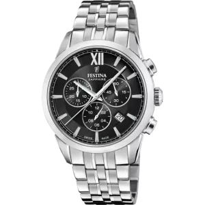 Festina Swiss Made Black Dial Stainless Steel Bracelet Men's Watch F20040/4 