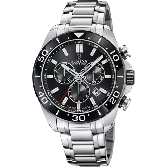 Festina Swiss Made Black Dial Stainless Steel Bracelet Men's Watch F20042/4 