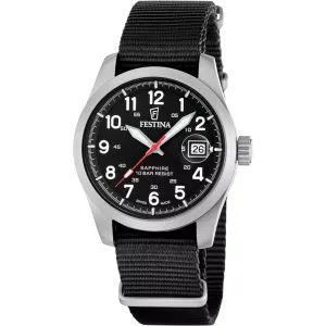 Festina Swiss Made Black Nylon Strap Watch f20082/3 