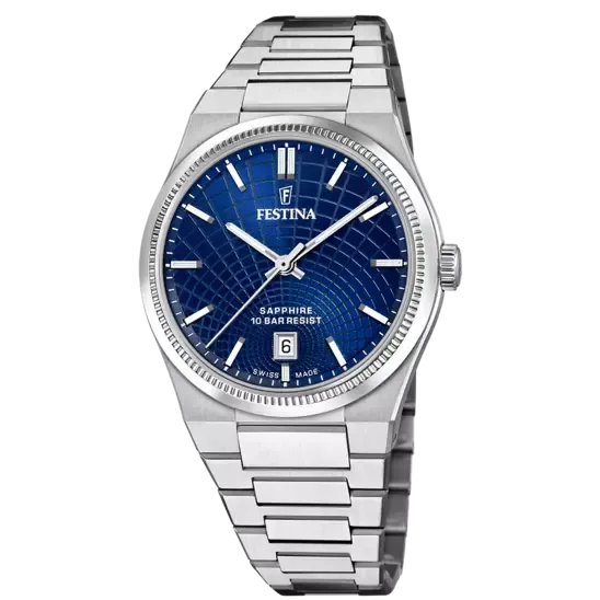 Festina Swiss Made Blue Dial Stainless Steel Bracelet Men's Watch F20051/4 