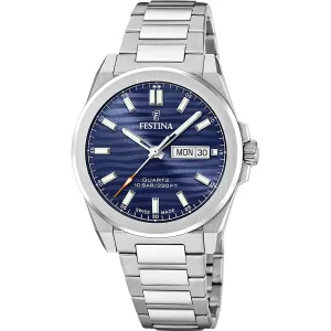 Festina Swiss Made Blue Dial Stainless Steel Watch f20073/2 