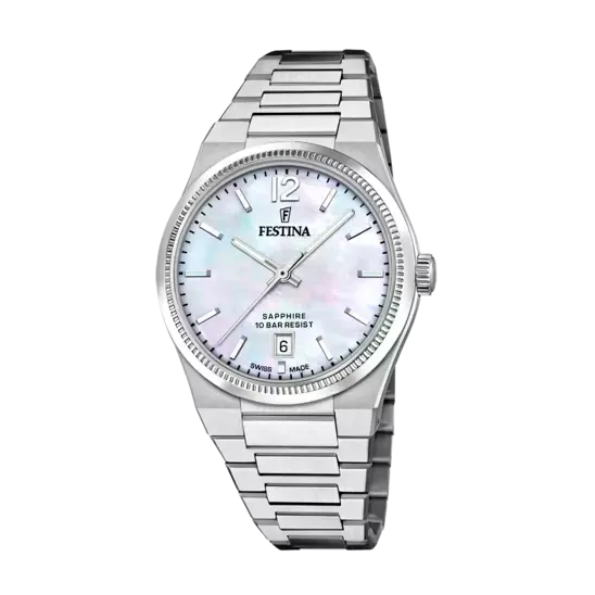 Festina Swiss Made Mother of Pearl Dial Stainless Steel Bracelet Women's Watch F20052/1 