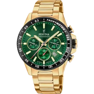 Festina Timeless Chronograph Green Dial Stainless Steel 316L Strap Men's F20634/4 
