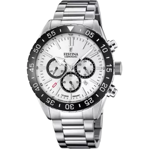 Festina White Black Dial Stainless Steel Strap Men's Watch 