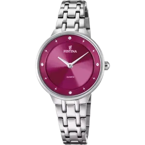 Festina Women's Sophisticated Stainless Steel Watch with Bordeaux Dial F20600/2 