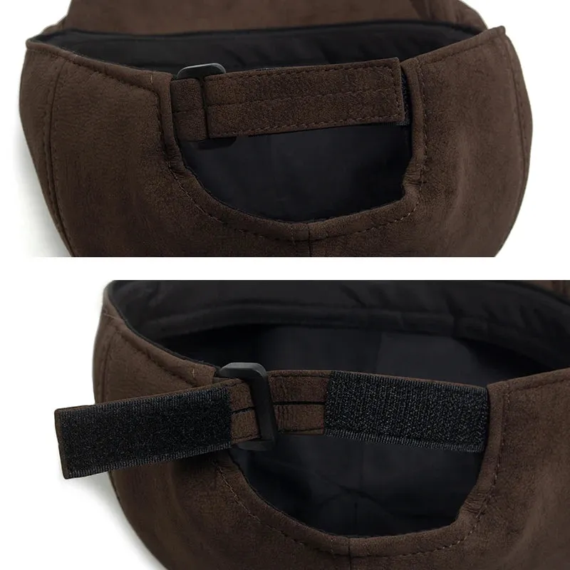Flint Suede Leather 6 Panels Newsboy Cap