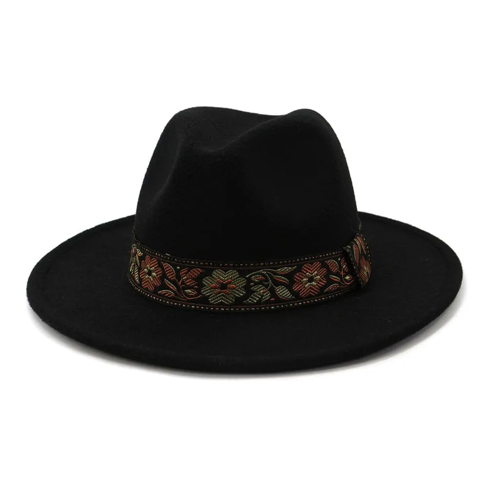 Floral Ribbon Fedora Hat