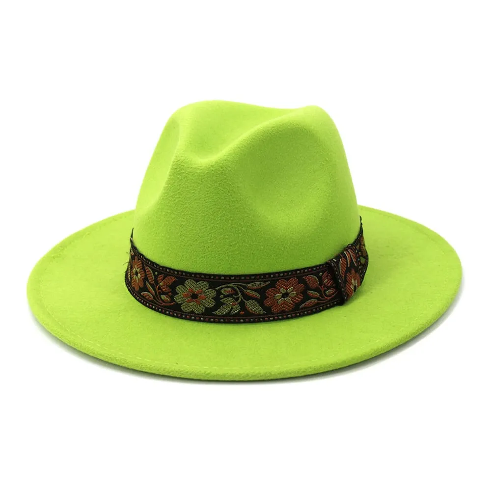 Floral Ribbon Fedora Hat