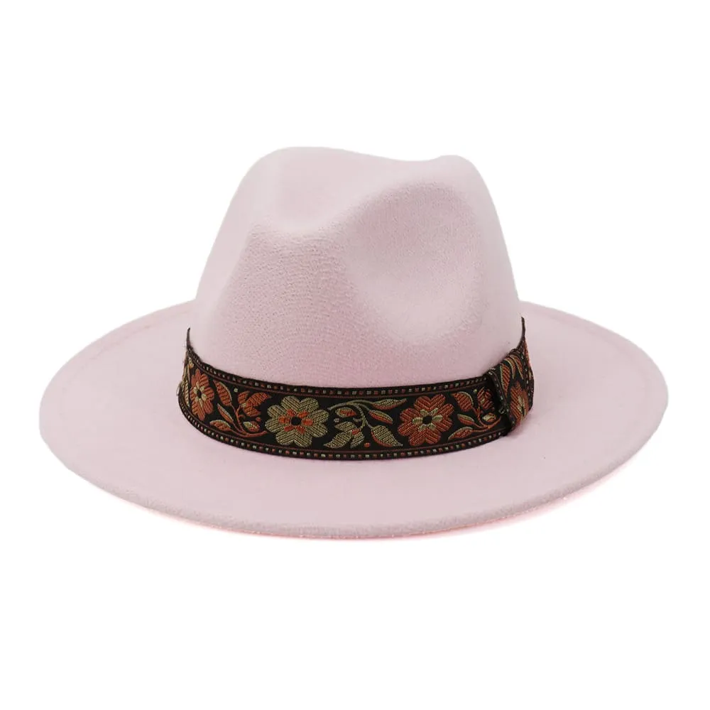 Floral Ribbon Fedora Hat