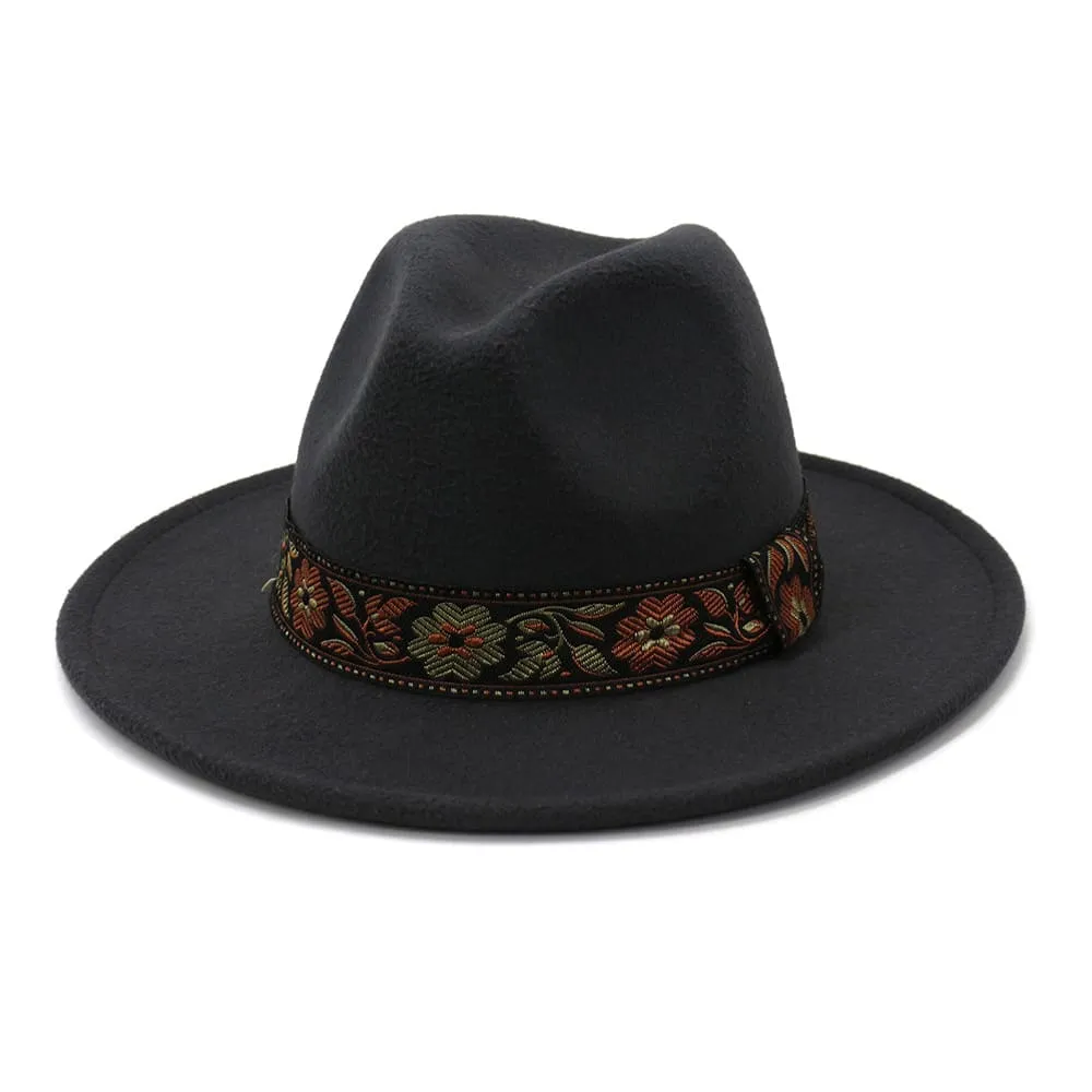 Floral Ribbon Fedora Hat