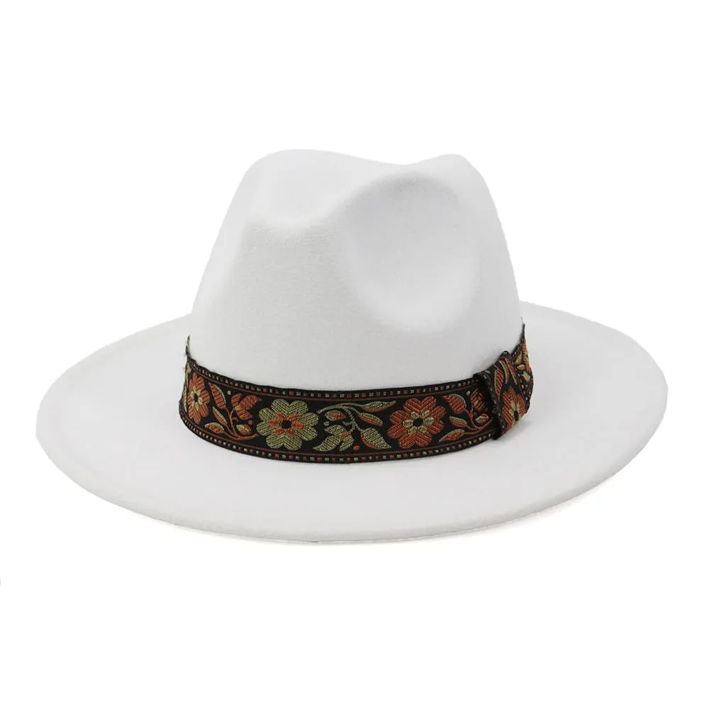 Floral Ribbon Fedora Hat
