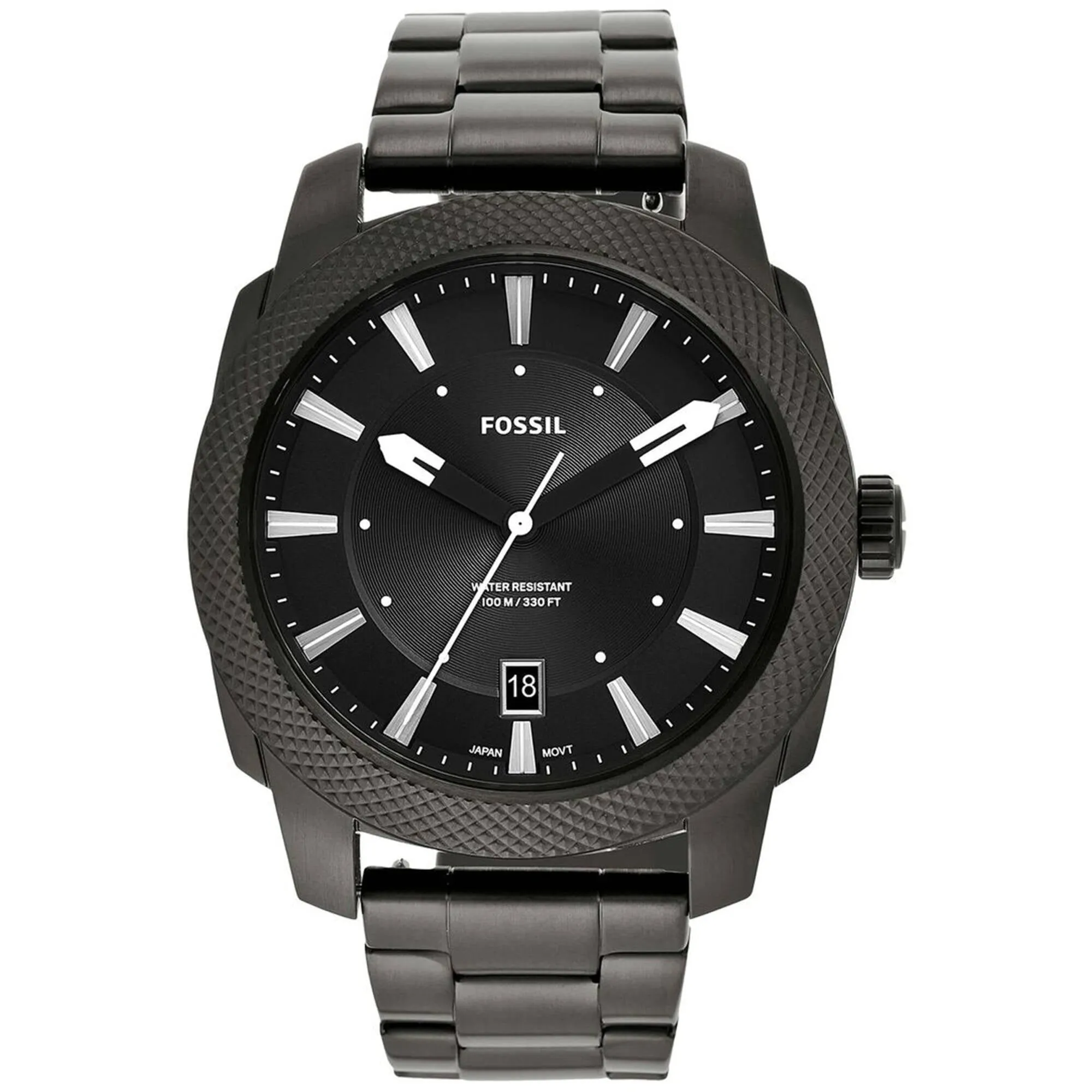 Fossil Men's Watch - Machine Quartz SS Case Black Dial Smoke Grey Bracelet | FS5970 