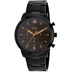 Fossil Men's Watch - Nuetra Chronograph Brown Dial Black Leather Strap | FS5525 