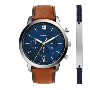 Fossil Neutra Chronograph Leather Watch & Matching Bracelet Set FS5708SET 