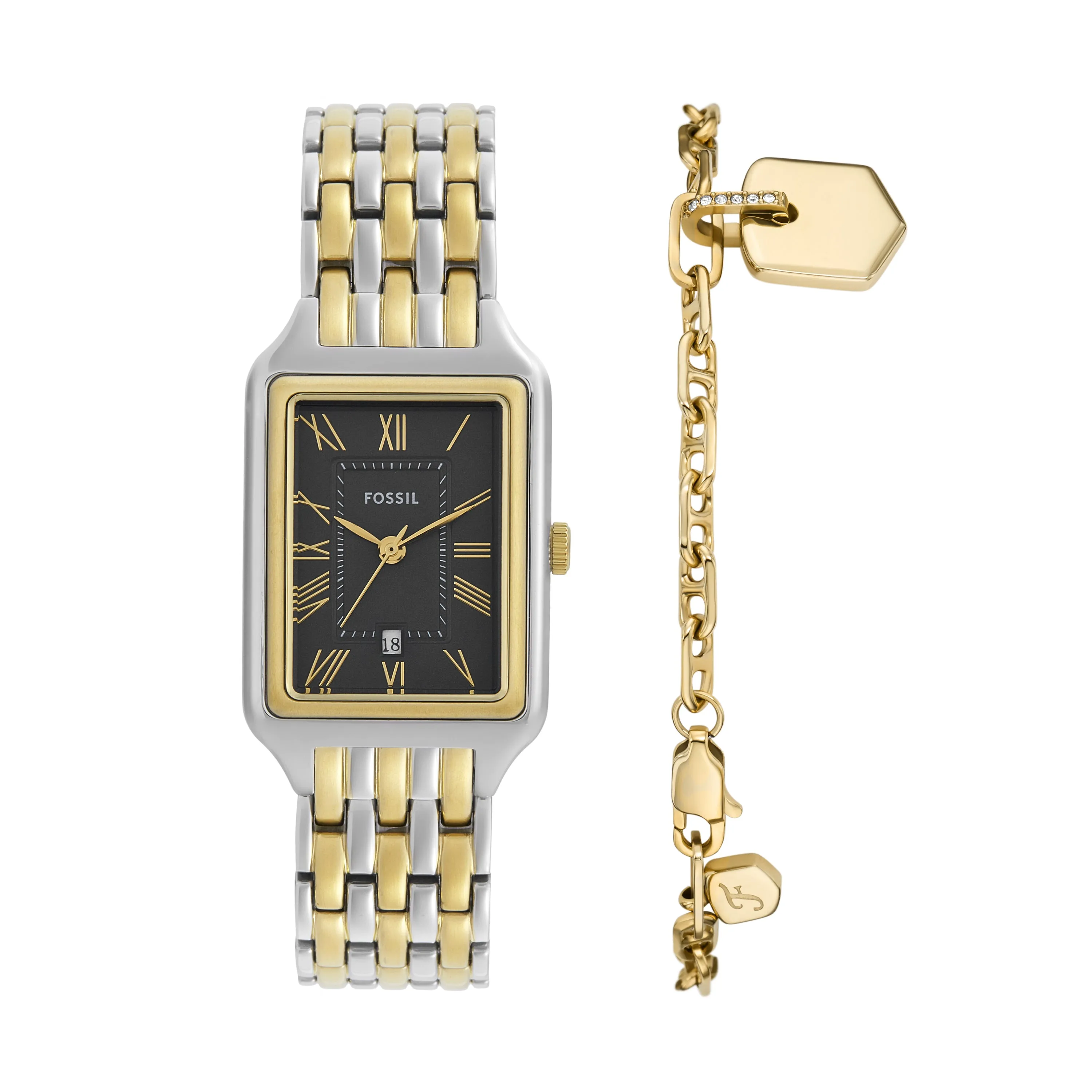 Fossil Raquel Three-Hand Stainless Steel Watch and Bracelet Set ES5376SET 