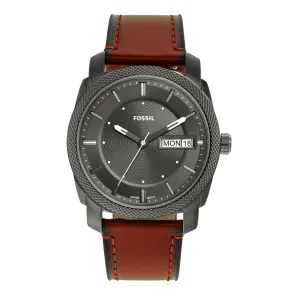 Fossil Timeless Elegance: Fossil Machine Brown Leather Date Watch FS5900 