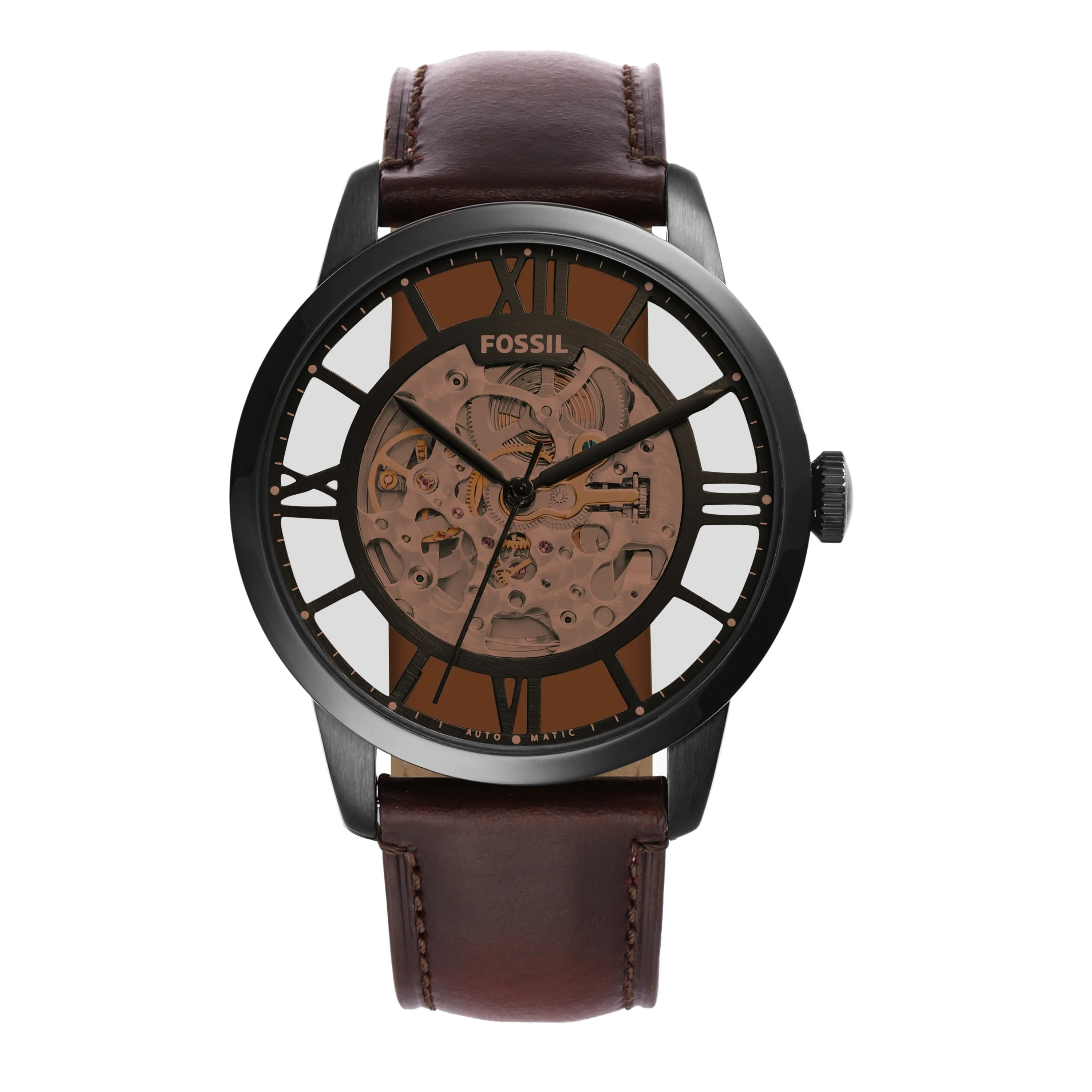 Fossil Townsman Mechanical Watch with Brown Dial and Leather Strap ME3098 