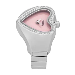 Fossil Two-Hand Silver Stainless Steel Ring Watch ES5408 