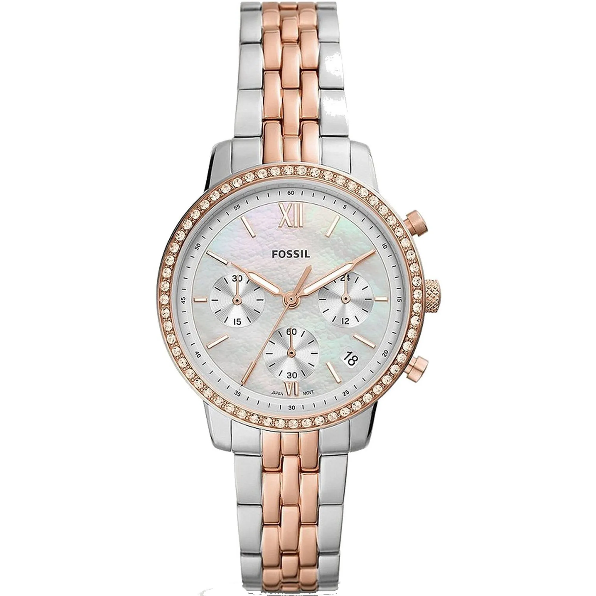 Fossil Women's Watch - Neutra Quartz White Mop Dial Two Tone Steel Bracelet | ES5279 Luxury Quartz Watch Quartz Watch Sale