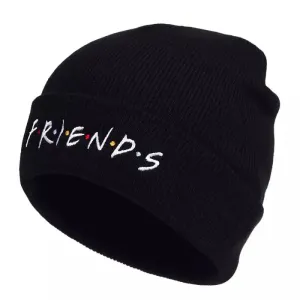 Friends Classic Black Beanie boater hat with bow in beach sunlight