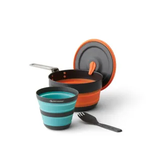Frontier Ultralight Collapsible 1L Pot Cook Set - (3 Piece) portable camping kitchen set discount camping cookware kit sale olding camp kitchen box clearance