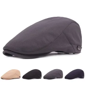 FS Plain Cotton Flat Cap stylish boater hat with ribbon on model