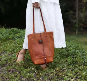 Full Grain Leather Bohemian Shoulder Bag Tote Bag Handmade Leather Bucket Bag, Ethnic Bag Women/Men Bag, Brown Black Leather Bag, bucket bags for sale