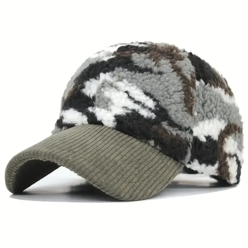 Fur Camouflage Corduroy Baseball Cap