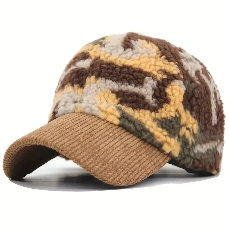 Fur Camouflage Corduroy Baseball Cap