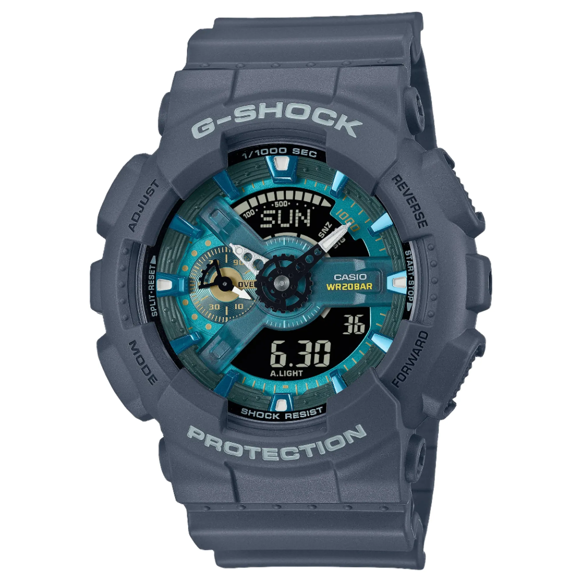 G-Shock Analog Digital 110 Series Blue Dial Black Resin Band Watch GA110AS-2A 
