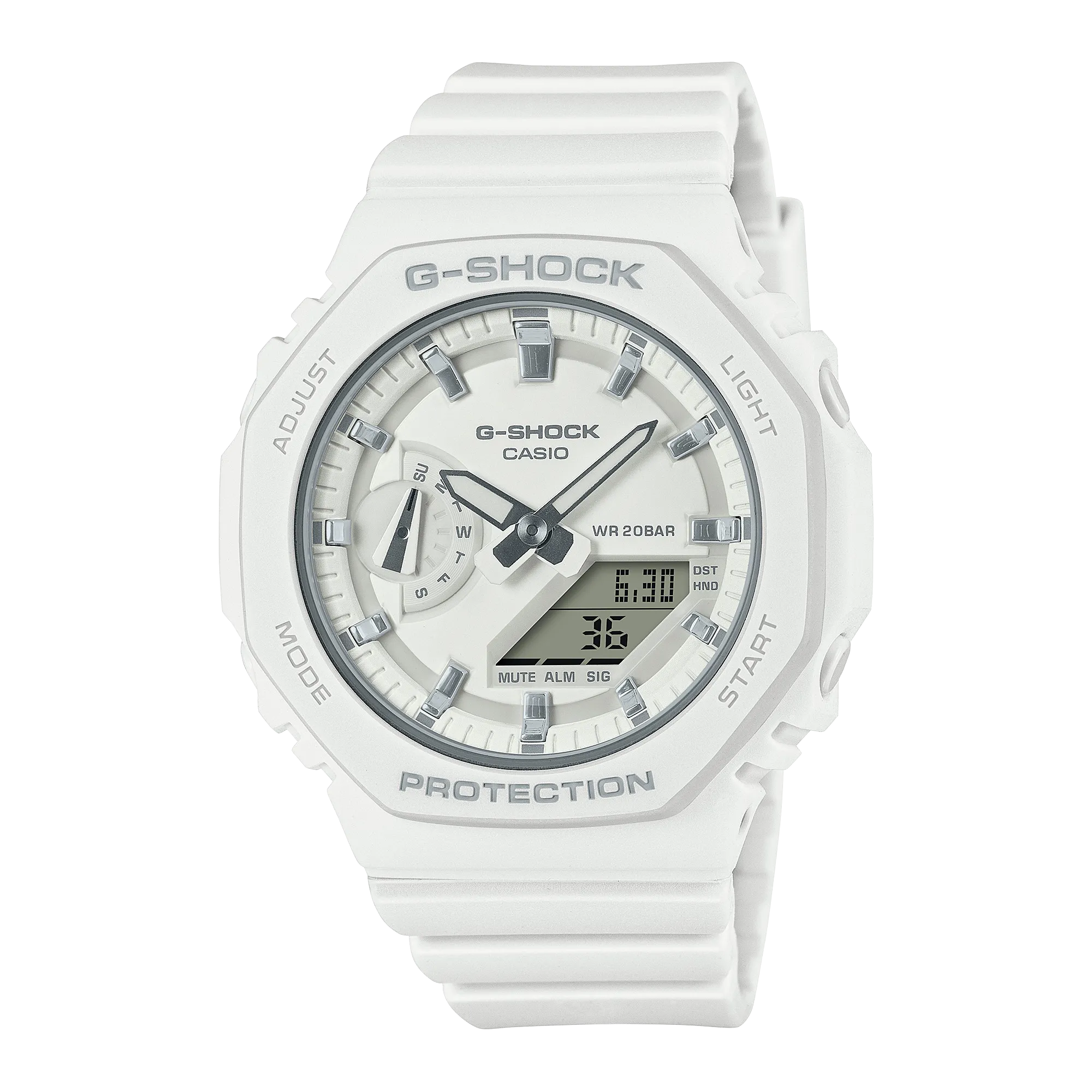 G-Shock Analog Digital DUO 2100 Mid Size White Resin Band Watch GMAS2100-7A 