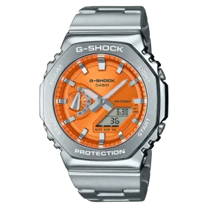 G-Shock G-Steel 2100 Series Orange Dial Stainless Steel Watch GM-2110D-4A 