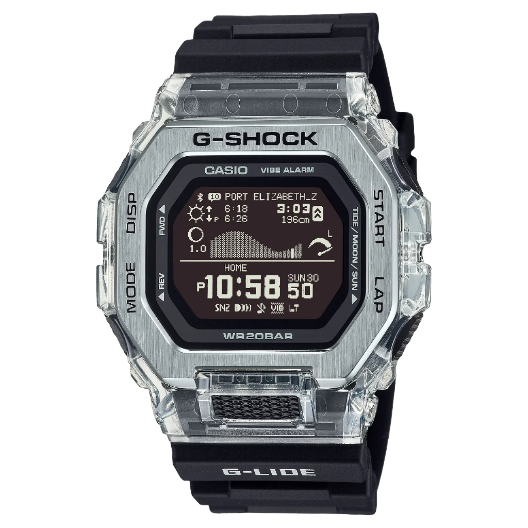 G-Shock GLIDE Gleaming Wave Black Dial Resin Band Watch GBX100S-1D 