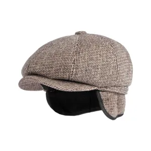Gallagher Earflaps Newsboy Cap boater hat with bow in beach sunlight