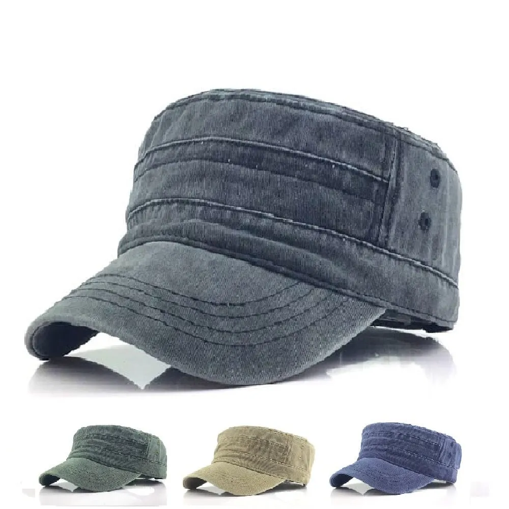 G&H Classic Cotton Army Cap stylish boater hat with ribbon on model