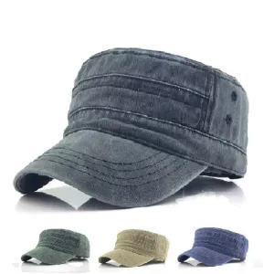 G&H Classic Cotton Army Cap stylish boater hat with ribbon on model